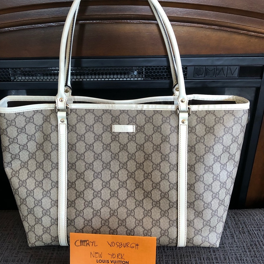 GG Plus Monogram Medium Joy Tote Off White